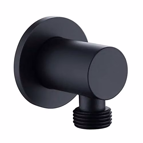 Nes Home Matte Black Round Wall Mounted Brass Outlet Elbow Shower Hose Concealed Connector Kit with 1/2 inch Connection – 2