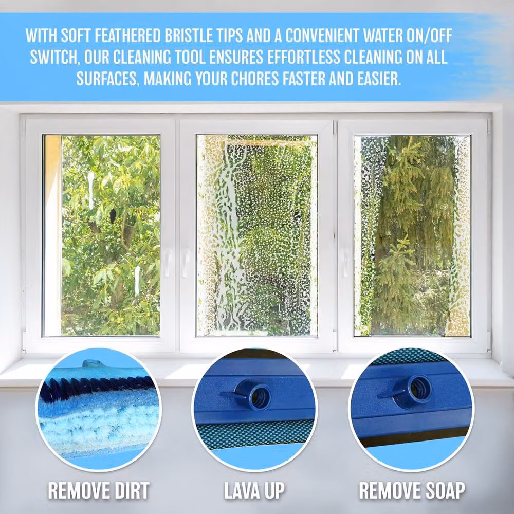 BARGAINS-GALORE Multicolour Aluminium Telescopic Water Brush Window Cleaning Tool – 3