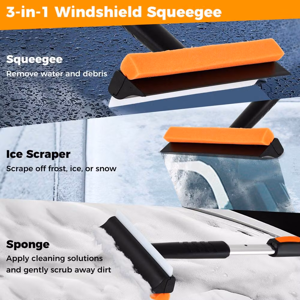 Gymax Orange Car Wash Brush with 132 cm Extendable Handle and Scratch-Free Mop Kit – 5