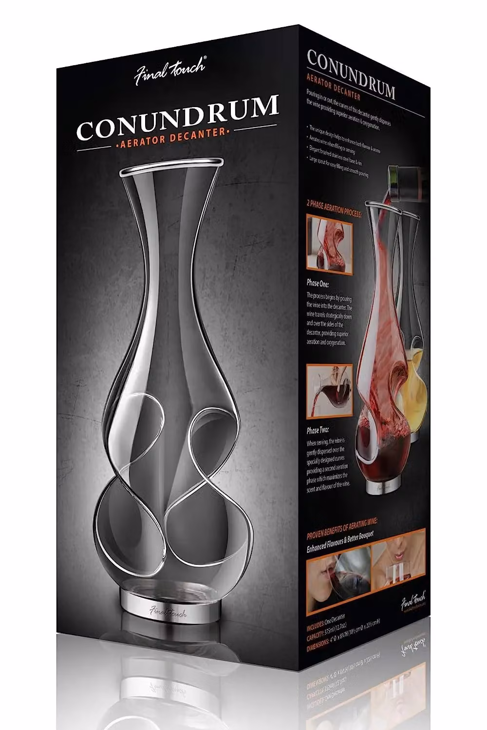 Final Touch Conundrum Wine Decanter, Transparent, 0.375 l – 9