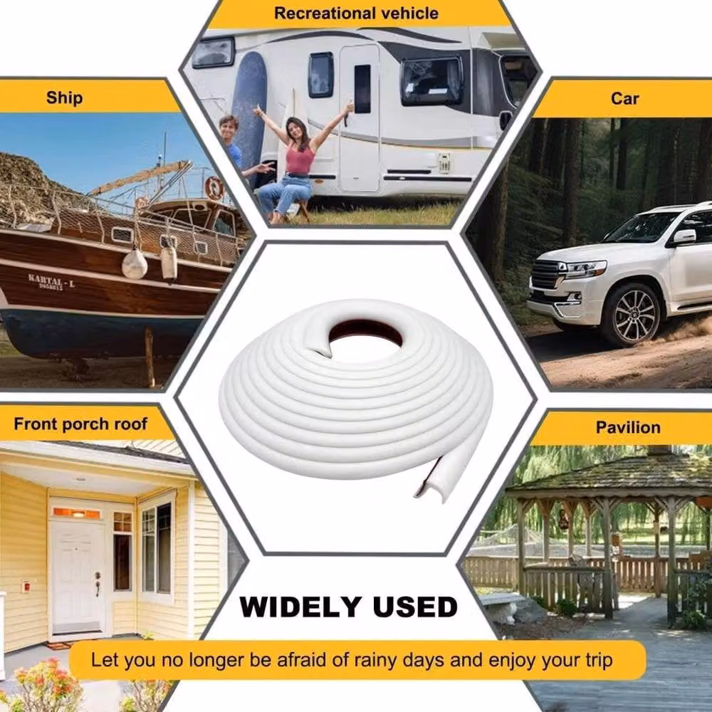 FLAVORA Self-adhesive Waterproof Drip Stop Door Gutter Rain Deflector, White, W: 52 cm, L: 500 cm – 5