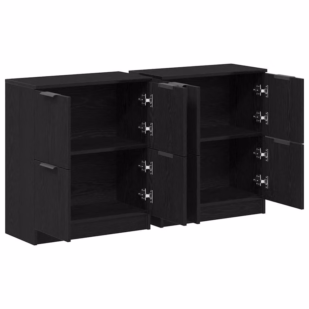Berkfield Home Set of 2 Modern Black Oak Sideboards in Engineered Wood, W/D/H: 60 x 30 x 70 cm – 3