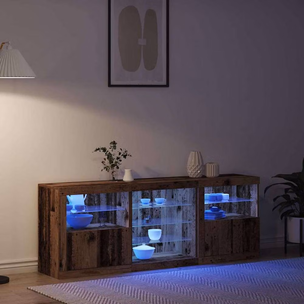 Berkfield Home Rustic Brown Sideboard with Integrated LED Lights, W/D/H: 181.5 x 37 x 67 cm – 5