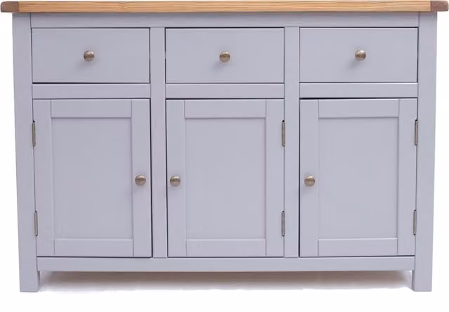 Cabinet Bits Mirano Grey Ash Wood 3 Door 3 Drawer Sideboard