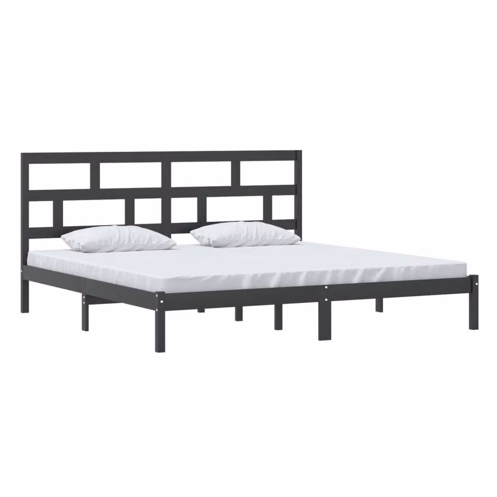 Berkfield Home Black Solid Wood Pine Bed Frame 200 x 200 cm – 3