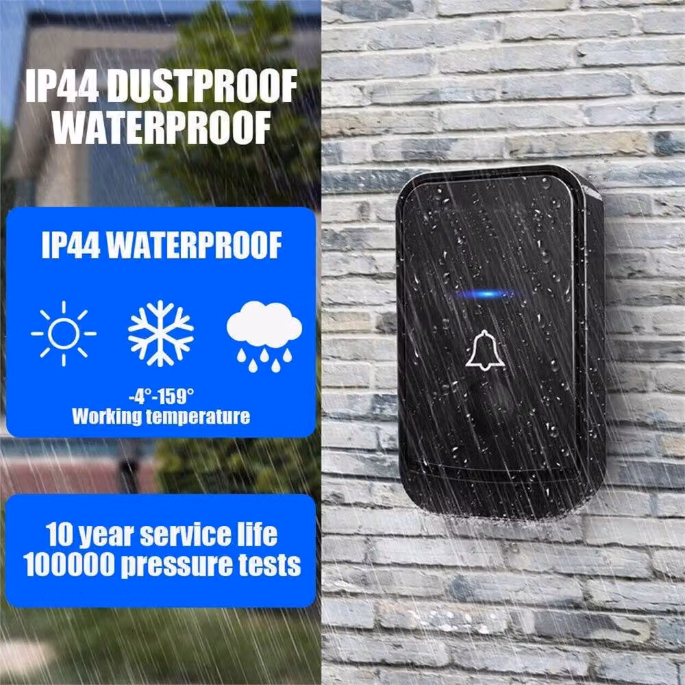 Nordara Wireless LED Flash Doorbell with Wall Plug in Black – 5
