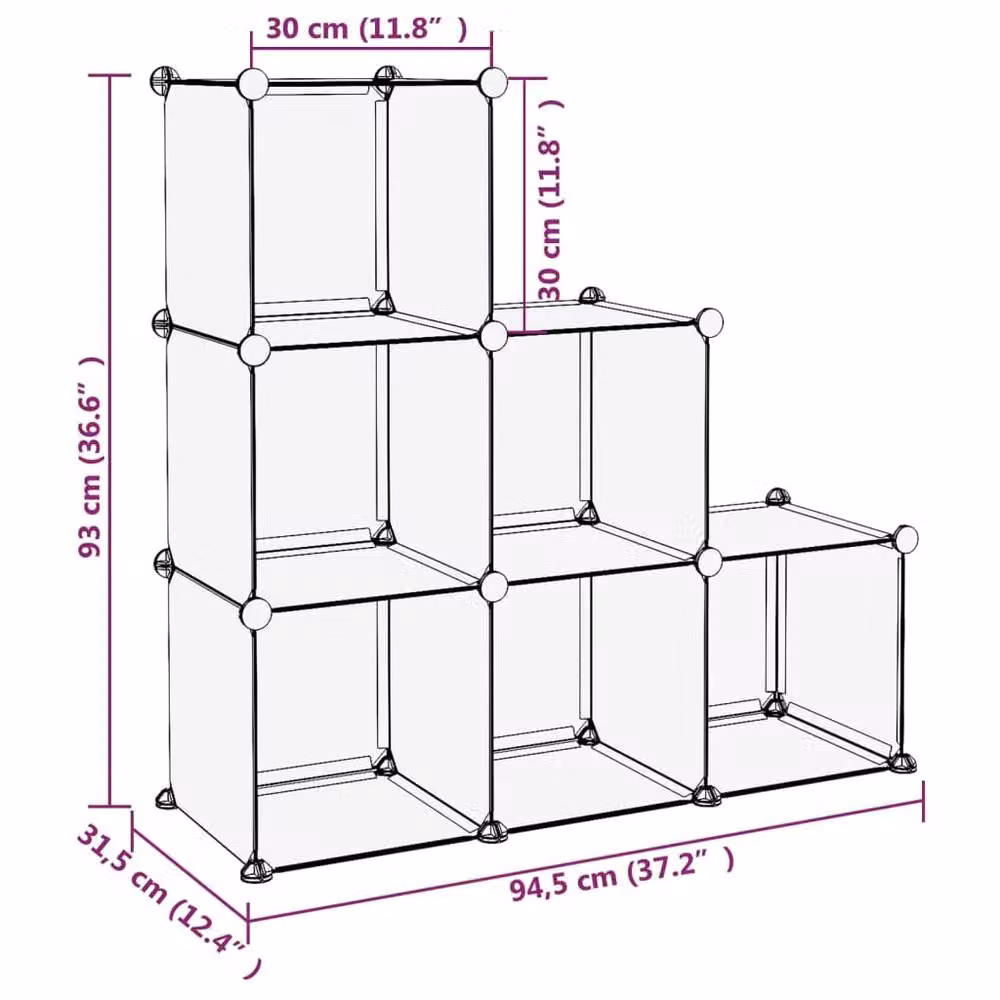 Berkfield Home 6-Cube Freestanding Storage Organiser in Black – 5