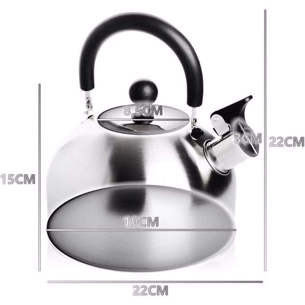 FLAVORA Stainless Steel Whistling Kettle, 2.5L, Silver – 2