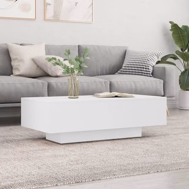 Berkfield Home Modern White Rectangular Coffee Table in Composite Wood W/D/H: 100 x 49.5 x 31 cm – 1