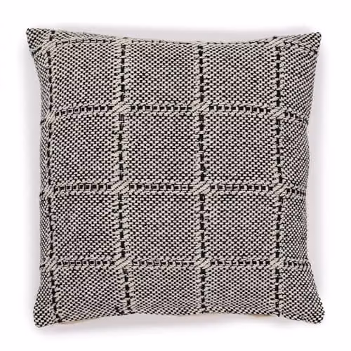 KDMD Classic Square Cotton Cushion Cover in Grey and Black, W/D/H: 40 x 40 x 40 cm – 1