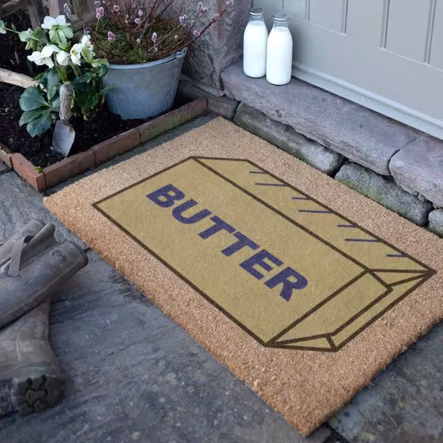 Artsy Mats Butter Block Coir Doormat in Beige, W/D: 90 x 60 cm