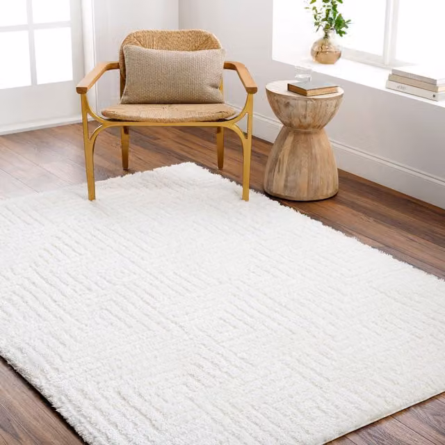 Livabliss Nomadic Shaggy Ivory Modern Abstract Soft Plush Pile Rug W: 200 cm, D: 275 cm