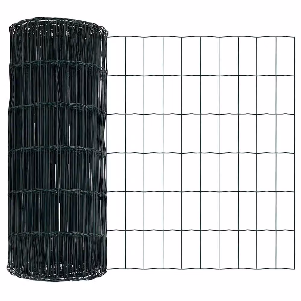 Berkfield Home Euro Fence Green Galvanised Steel with 13 Posts, 0.4 x 50 m – 6