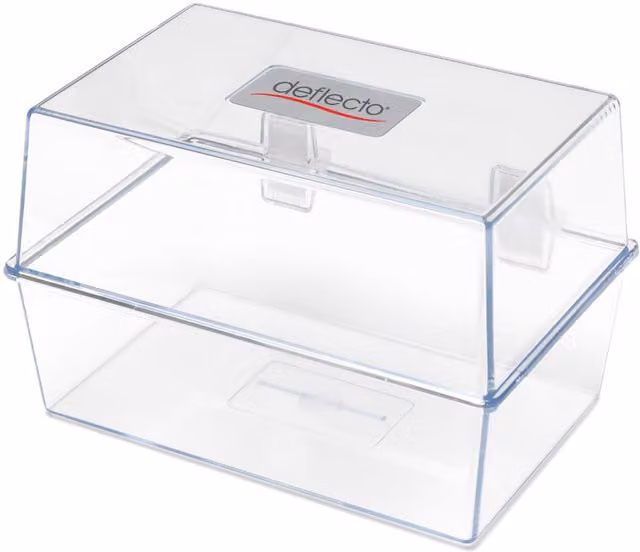 Deflecto Transparent Plastic Card Index Box, 12.7 x 7.62 cm