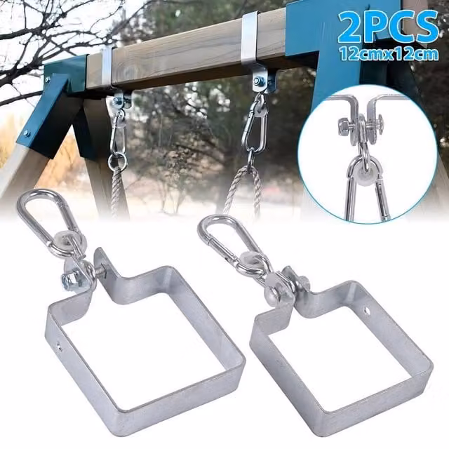 KORVIXA Silver Galvanised Steel Swing Hammock Tree Hanging Straps Kit with Hooks – 1