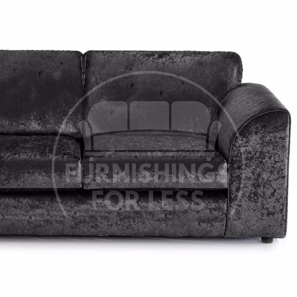 Furnishings For Less UK Crystal Crushed Velvet 3 Seater Sofa with Full Back and Curved Arms in Black – 2