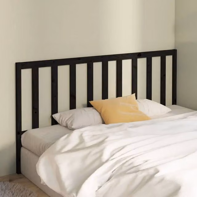 Berkfield Home Beautiful Black Solid Pine Wood Bed Headboard W: 206 cm, D: 4 cm, H: 100 cm – 1