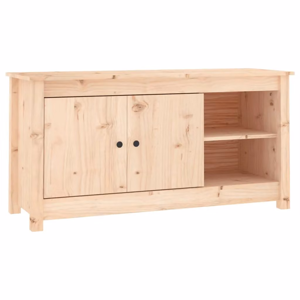 Berkfield Home Rustic Solid Wood Pine TV Cabinet, Brown, W: 103 cm, D: 36.5 cm, H: 52 cm – 2