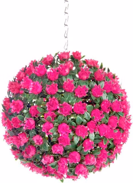 Best Artificial Pink Rose Hanging Basket Floral Topiary Ball, Diameter: 23 cm