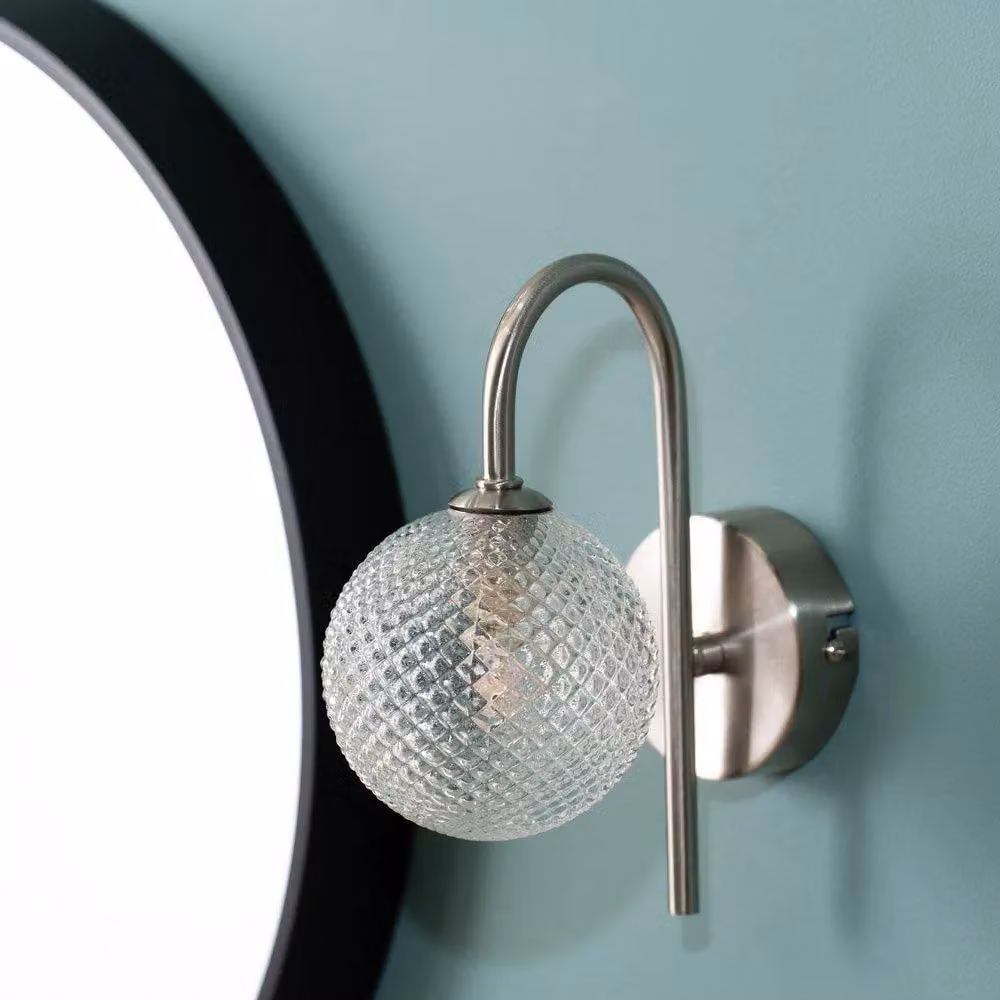 ValueLights Elle IP44 Modern Chrome and Glass Single Shade Wall Light with LED Bulb in Silver – 4