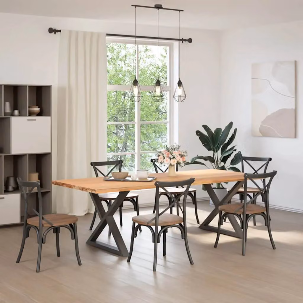 Berkfield Home Steel Dining Table Legs, 2 Pieces, White, H: 72-73.3 cm x W: 90 cm – 2
