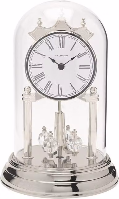 William Widdop Silver Rotating Pendulum Anniversary Tabletop Clock