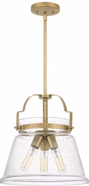 Quoizel Wimberley Dome Pendant Ceiling Light in Weathered Brass and Yellow Glass
