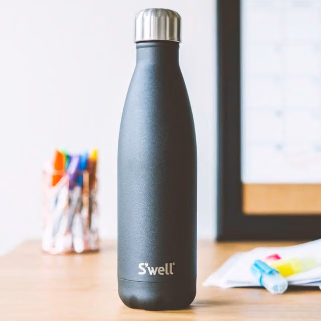 S'well Onyx Vacuum Insulated Stainless Steel Water Bottle, 500ml, Black