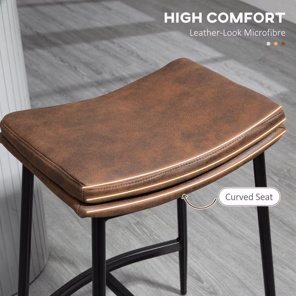 STILVORA Set of 2 Modern Brown Bar Stools with Metal Frame and Synthetic Leather Upholstery – 5