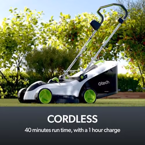Gtech CLM50 Cordless Lawnmower in White and Green with 48V Rechargeable Battery, 42cm Cutting Width and 50L Grass Box – 2