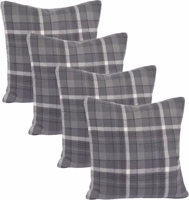 OHS Winsford Check Cushion Covers, Grey, Pack of 4