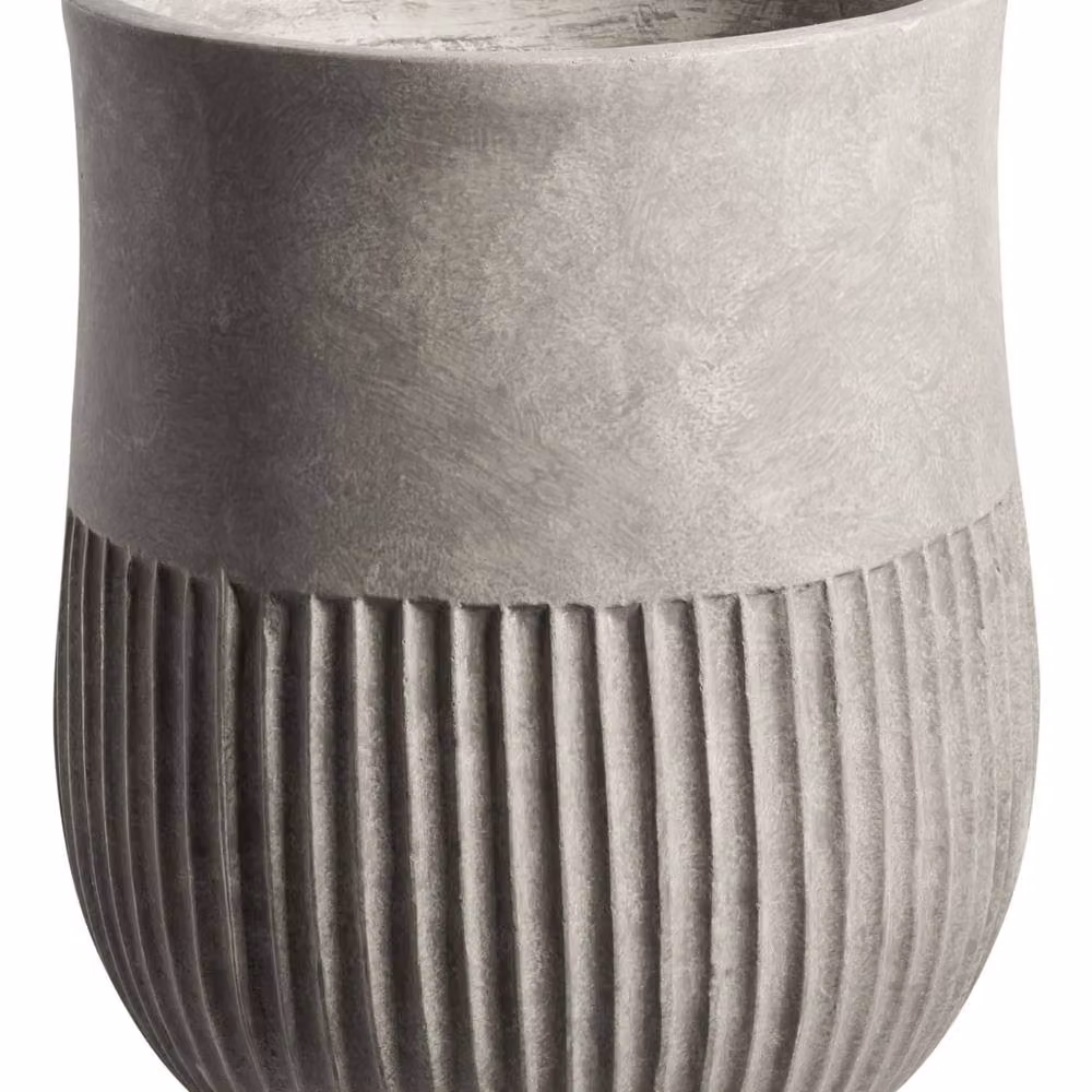 Wyld and Coco Grey Fluted Fibre Clay Round Planter, Diameter: 36 cm – 2