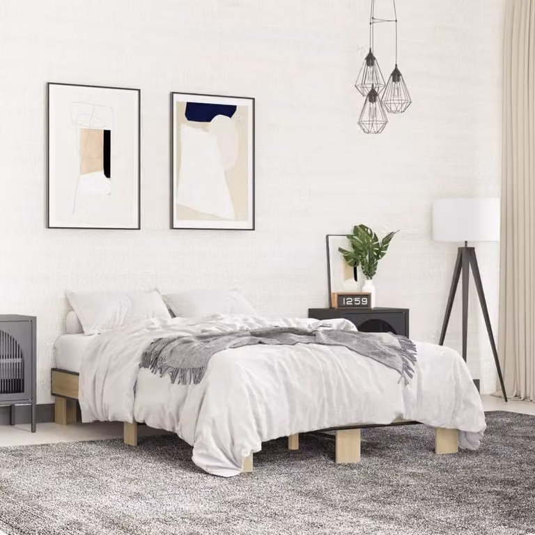 Berkfield Home Durable Sonoma Oak Bed Frame in Light Tan, Small Double, W/D/H: 120 x 200 x 30 cm