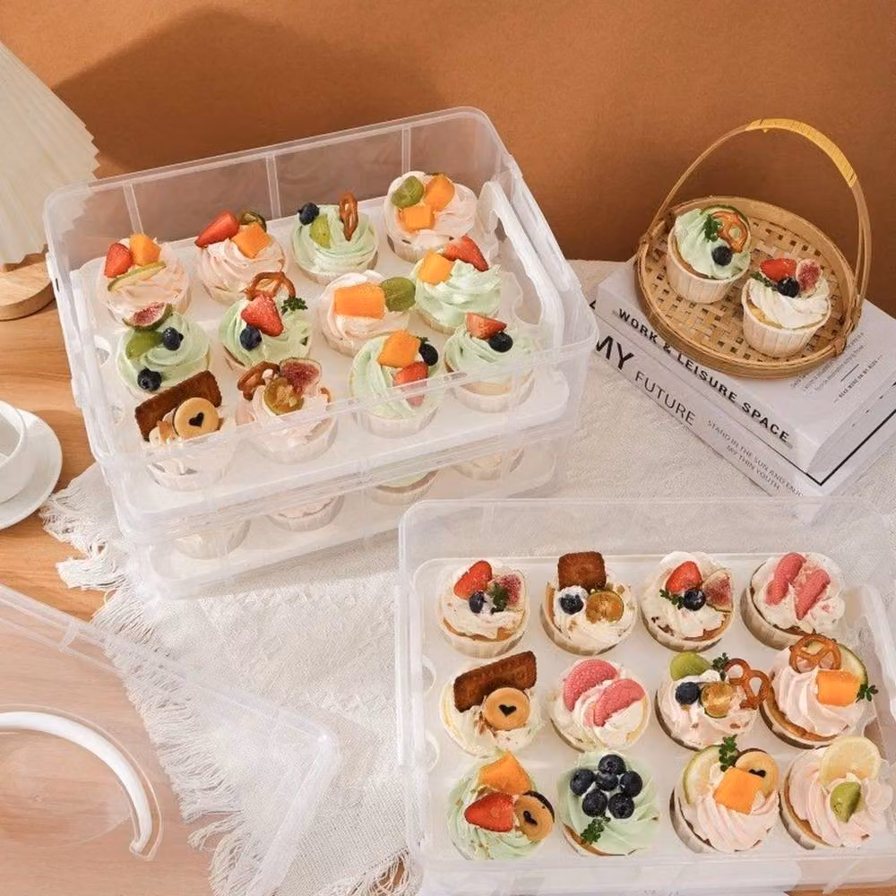 FORGEVIO 4 Tier Stackable 48 Cupcake Cake Carrier in Transparent Acrylic – 3