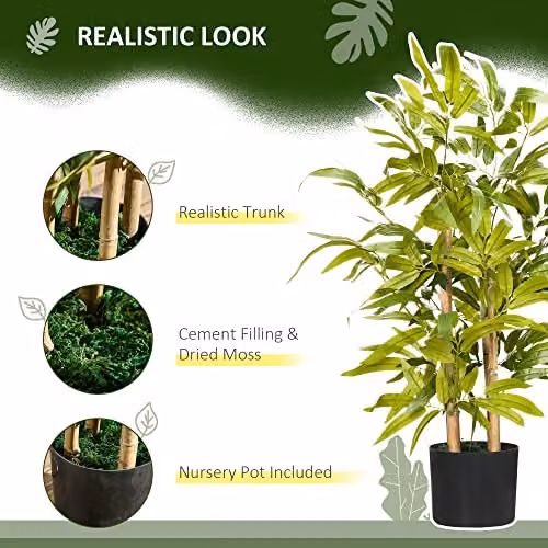 HOMCOM Artificial Bamboo Tree in Green Pot for Indoor and Outdoor Decor, W/D/H: 15 x 15 x 60 cm – 3