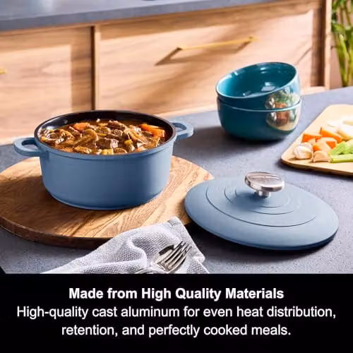 Morphy Richards Blue Cast Aluminium Casserole with Non-Stick Ceramic Coating, 2.3 l – 3