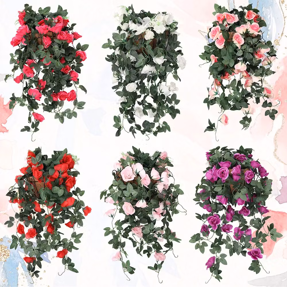 Neel Blue Artificial Rose Garland Vine with 18 Flowers, Length: 110 cm – 5