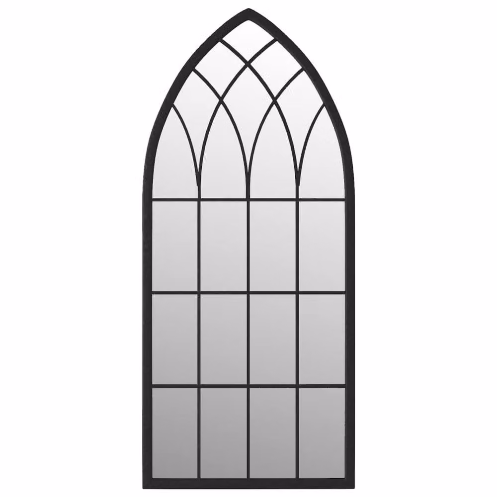 Berkfield Home Antique Black Metal Garden Wall Mirror, W: 70 cm, H: 30 cm – 4