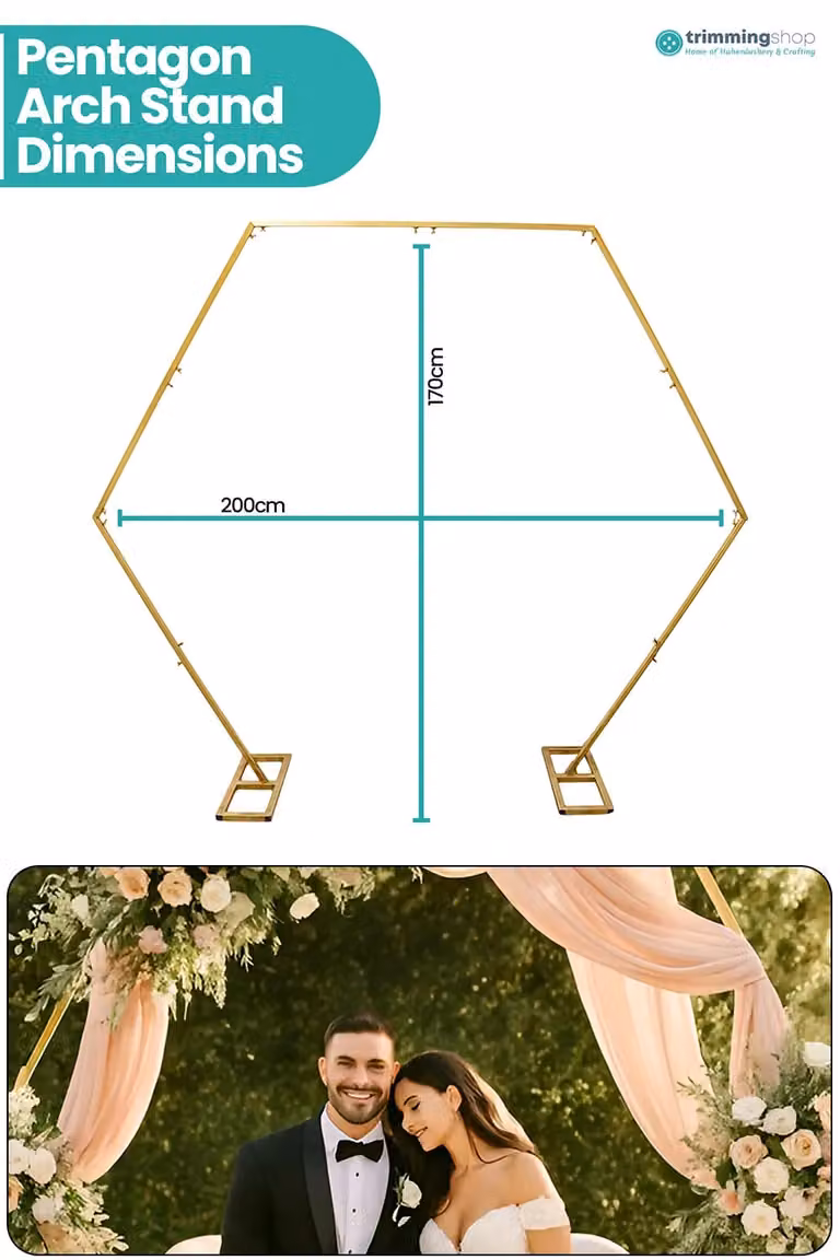 Neel Blue Pentagon Balloon Arch Stand Gold Metal Party Background Decoration Frame, Height: 198.12 cm