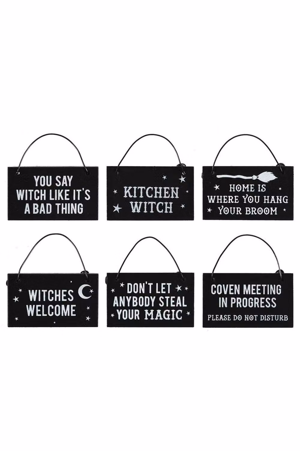 KDMD Witchy Hanging Mini Signs, 5 Pack, Black – 3