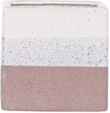 KDMD Hortus Pink and White Bordeaux Stoneware Cube, H 12.5 cm x W 12.5 cm – 1