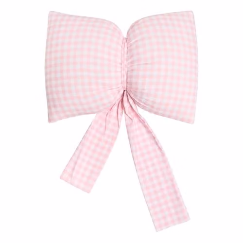 OHS Pink Gingham Bow Shaped Scatter Cushion, W: 50 cm, H: 35 cm, D: 35 cm – 2