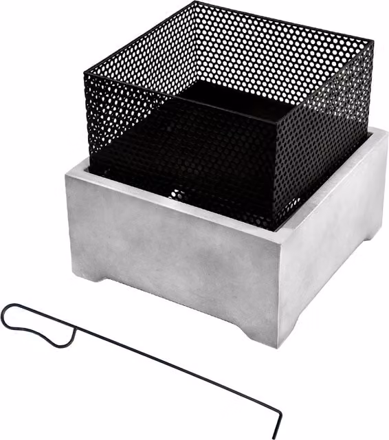 Teamson Home Modern Matt Grey Steel Wood Burning Fire Table