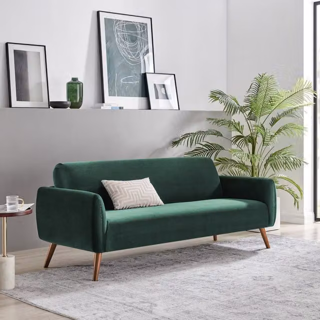 FurnitureboxUK Teddy 3 Seater Sofa in Green Upholstered Velvet