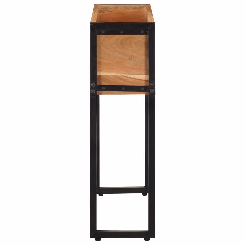 Berkfield Home Lacquered Acacia Wood Raised Planter in Black, W/D/H: 60 x 20 x 68 cm – 2