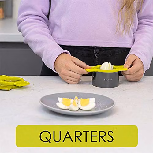 Calitek 3-in-1 Multipurpose Egg Slicer with Stainless Steel Blades and Non-Slip Base, Green – 3