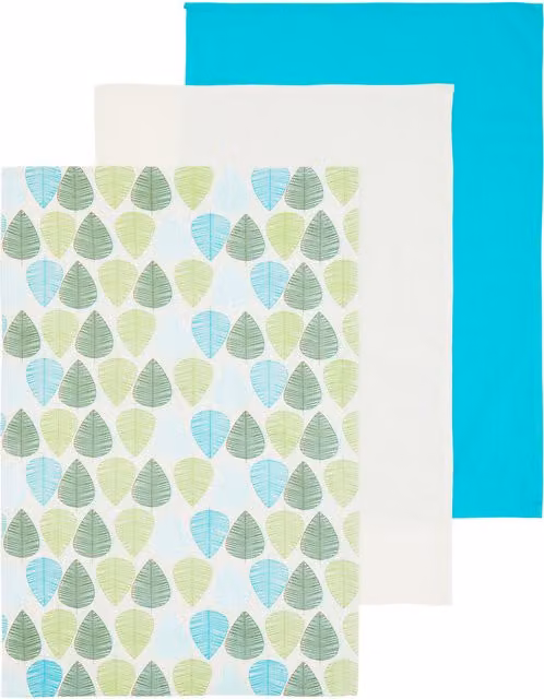 Orsina Set of Three Multicolour Floral Cotton Tea Towels in Green