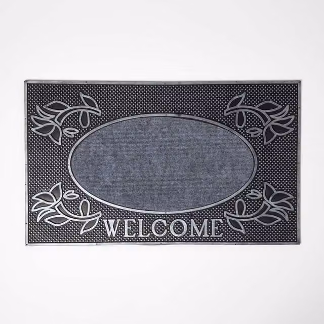Homescapes Weatherproof and Washable Dotted Aluminium Door Mat, Silver/Grey, W: 75 cm, D: 45 cm
