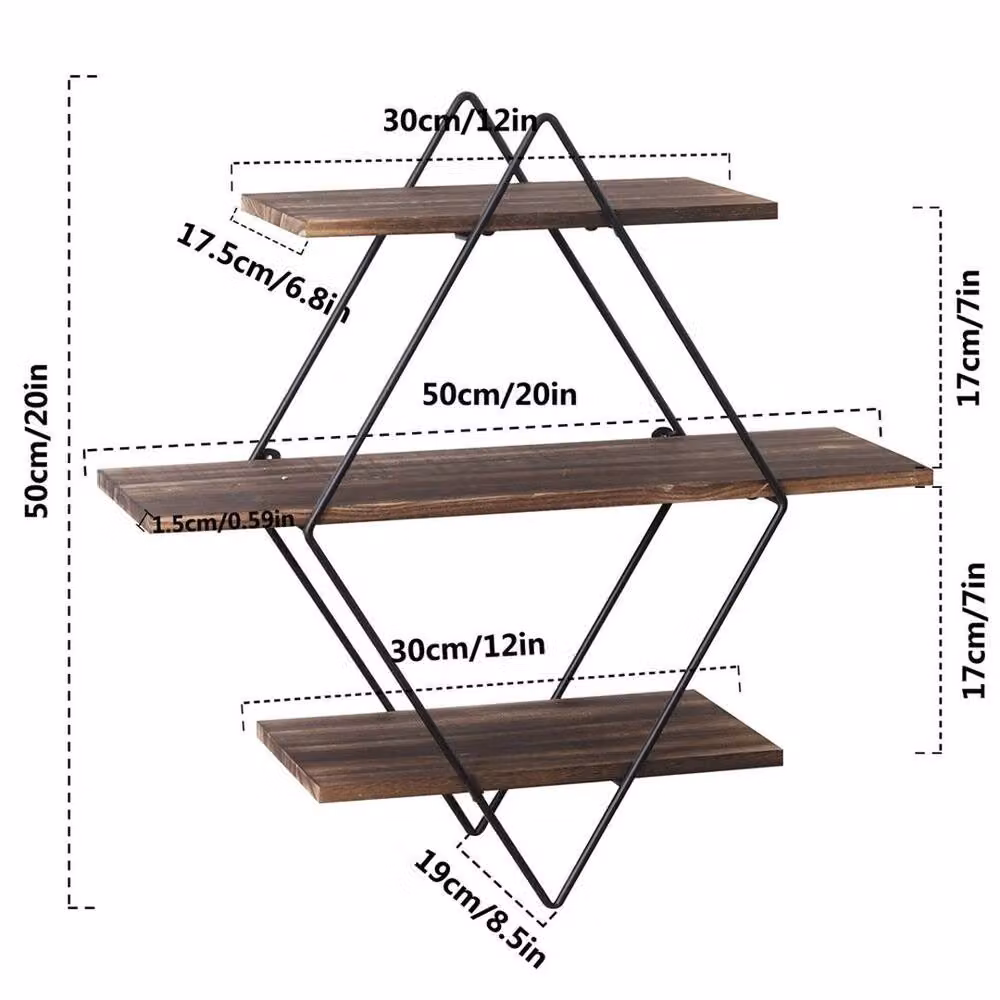 EONLION 3-Tier Brown Rustic Wall Mounted Floating Shelves, Width: 100 cm – 2