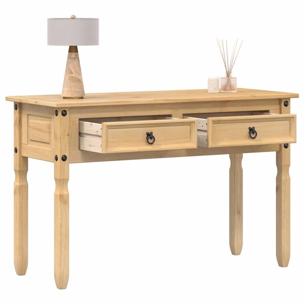 Berkfield Home Beautiful Corona Console Table in Light Brown Solid Pine Wood, W/D/H: 115 x 46 x 73 cm – 1